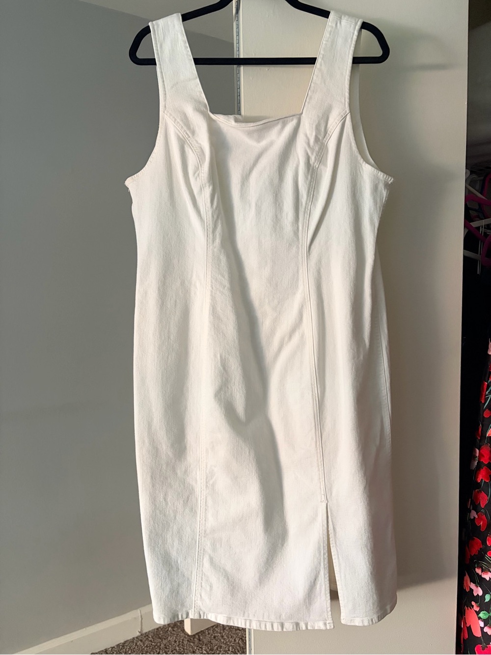 J. Crew White Sleeveless Midi Denim Sheath Dress